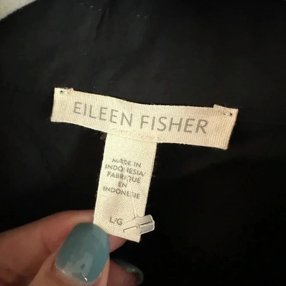 Eileen Fisher Washed Organic Cotton Poplin Blazer black large - Picture 3 of 7